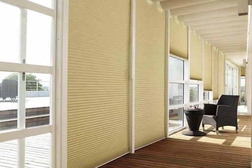 A Duet shading system, comes in a wide variety of colors and fabric types, with thermal coating for heat and sun blocking